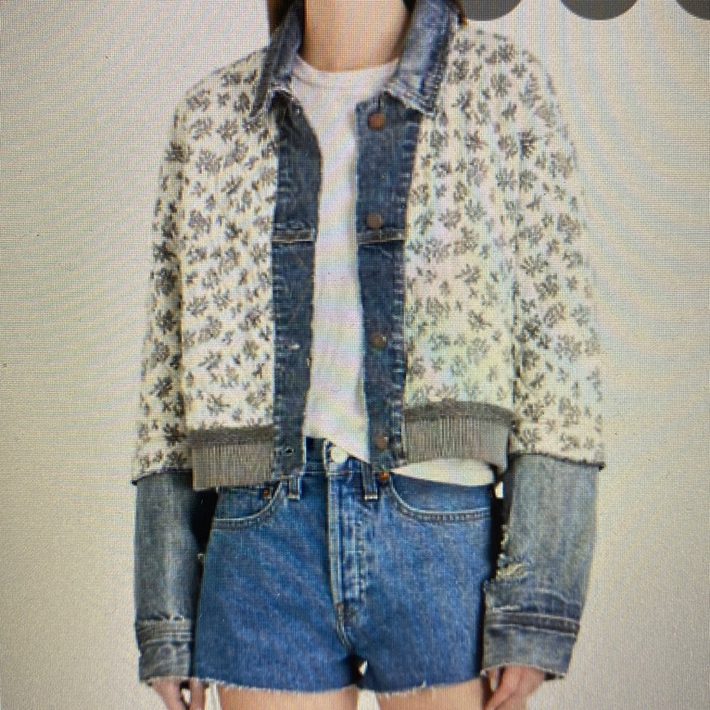 Free People Floral Denim Jacket
